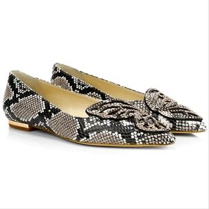 Sophia WebsterButterfly Studded Snakeskin-Embossed Leather Flats